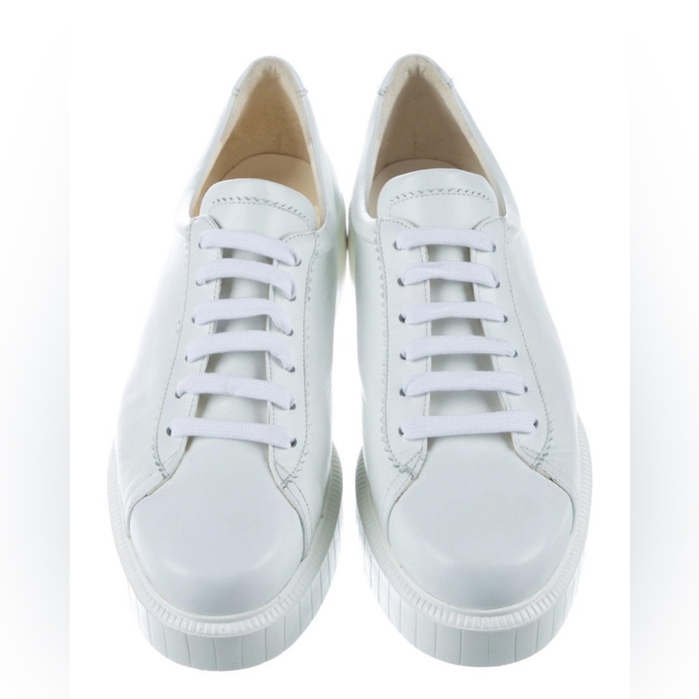 Robert Clergerie Pasketv White Leather Platform Sneakers Size 11